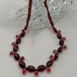 Vtg. AMETHYST Bead & Smooth Stone 16" Necklace!